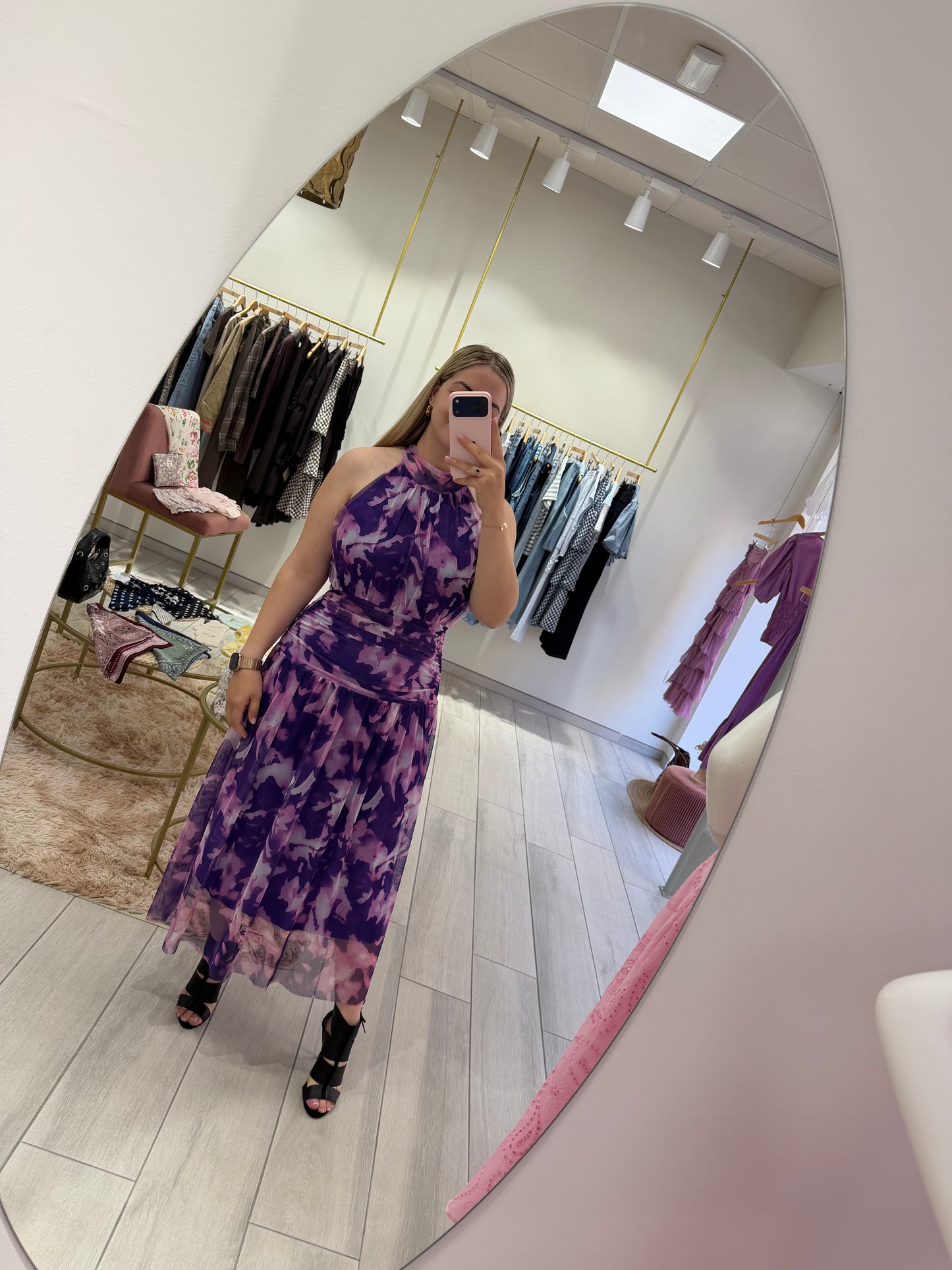 VESTIDO HALTER TONOS LILAS