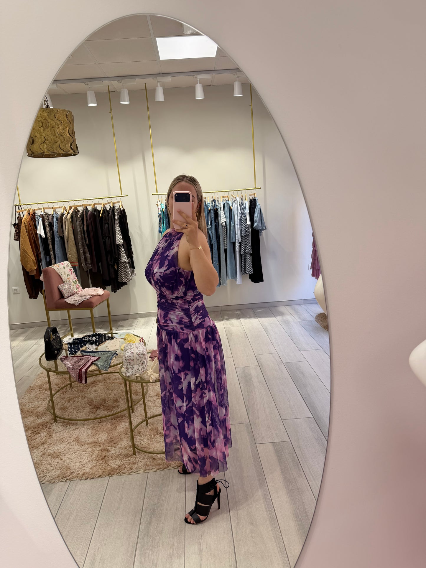 VESTIDO HALTER TONOS LILAS