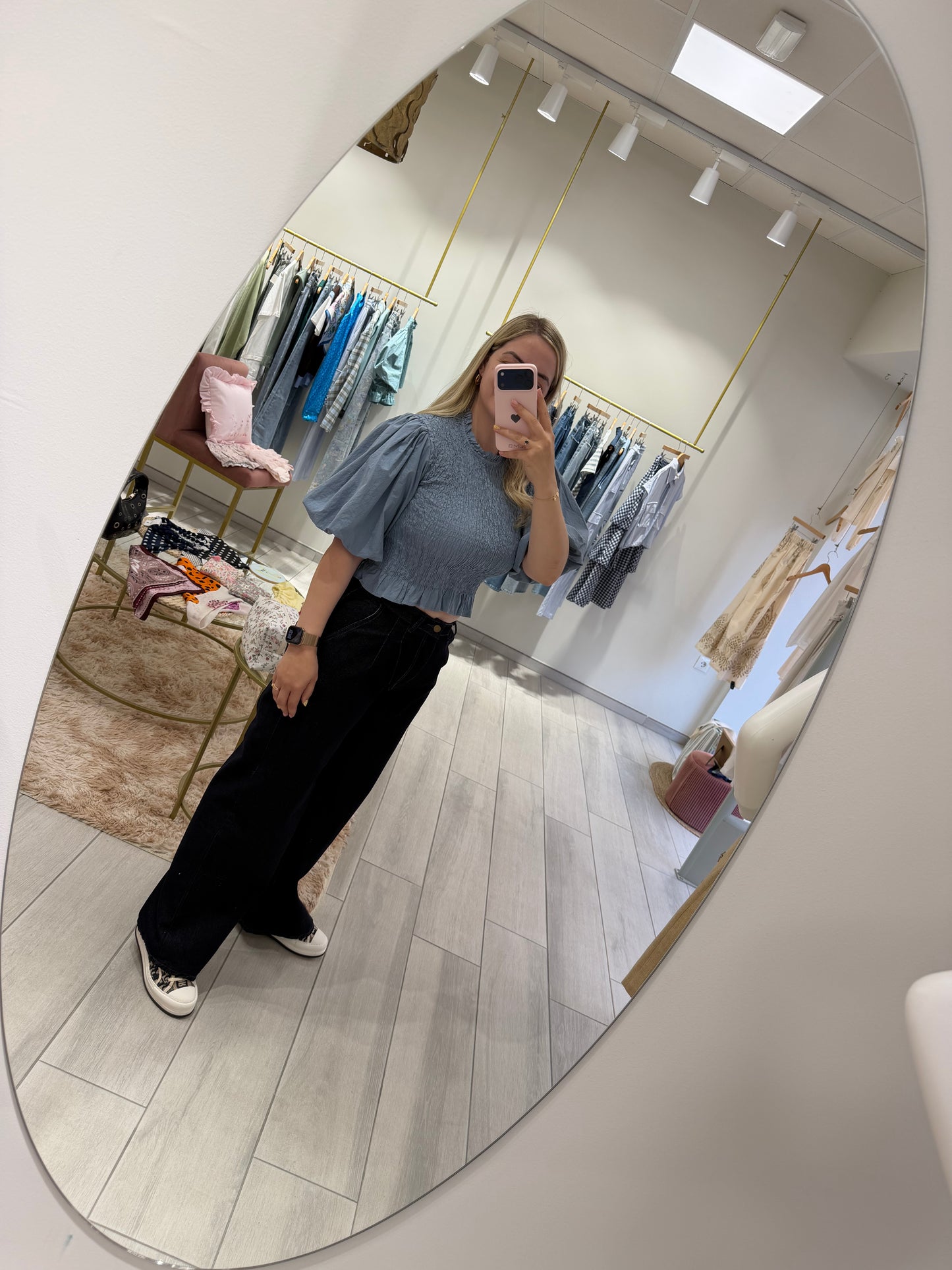 BLUSA MANGA ABULLONADA AZUL