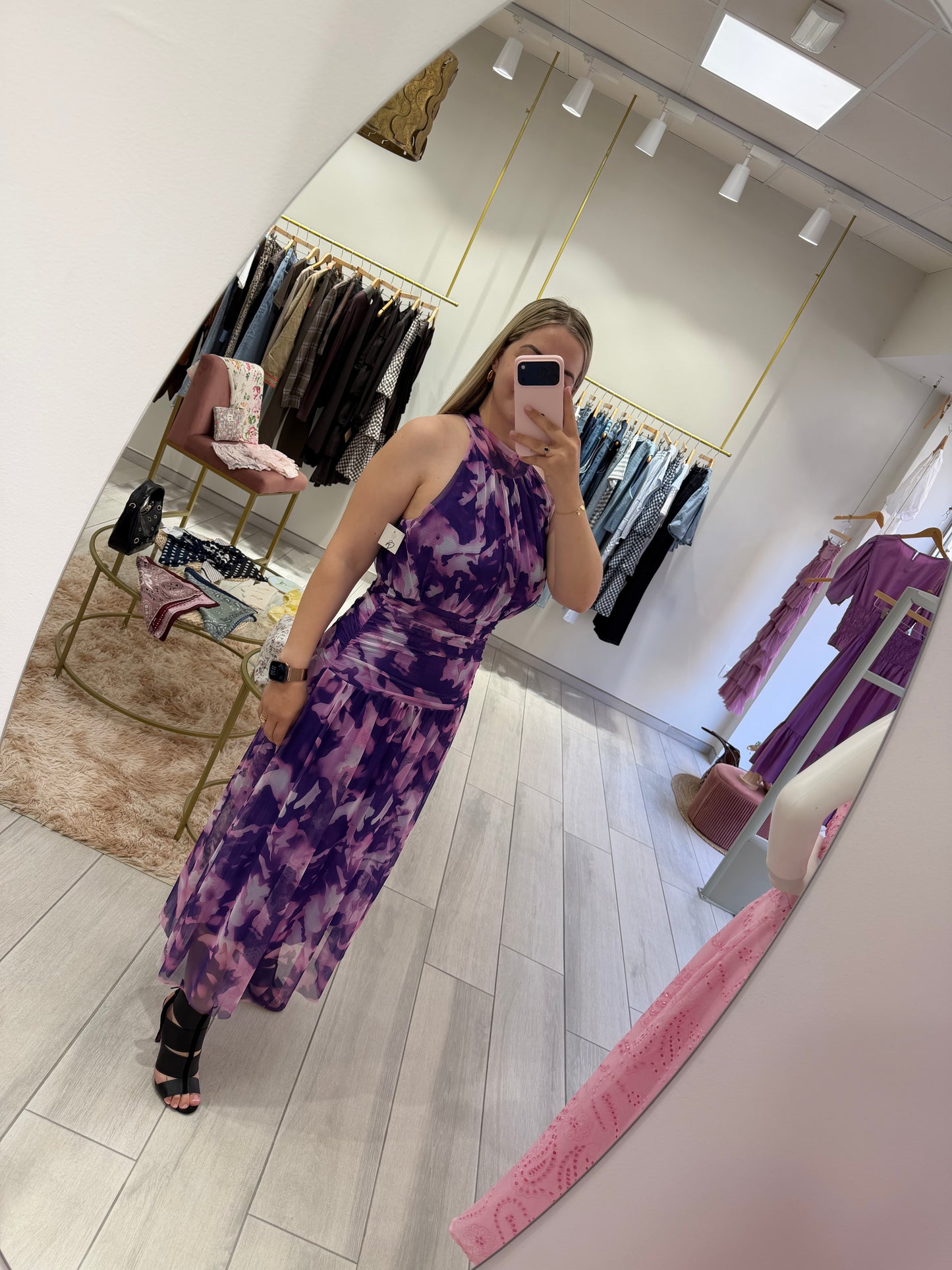 VESTIDO HALTER TONOS LILAS