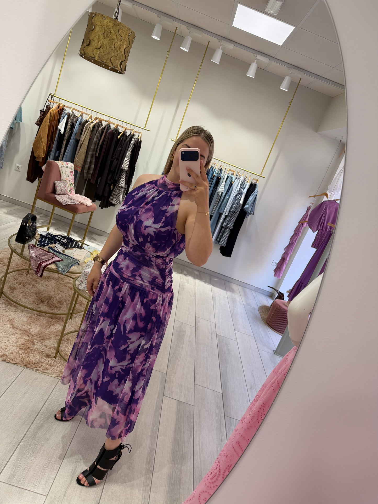 VESTIDO HALTER TONOS LILAS