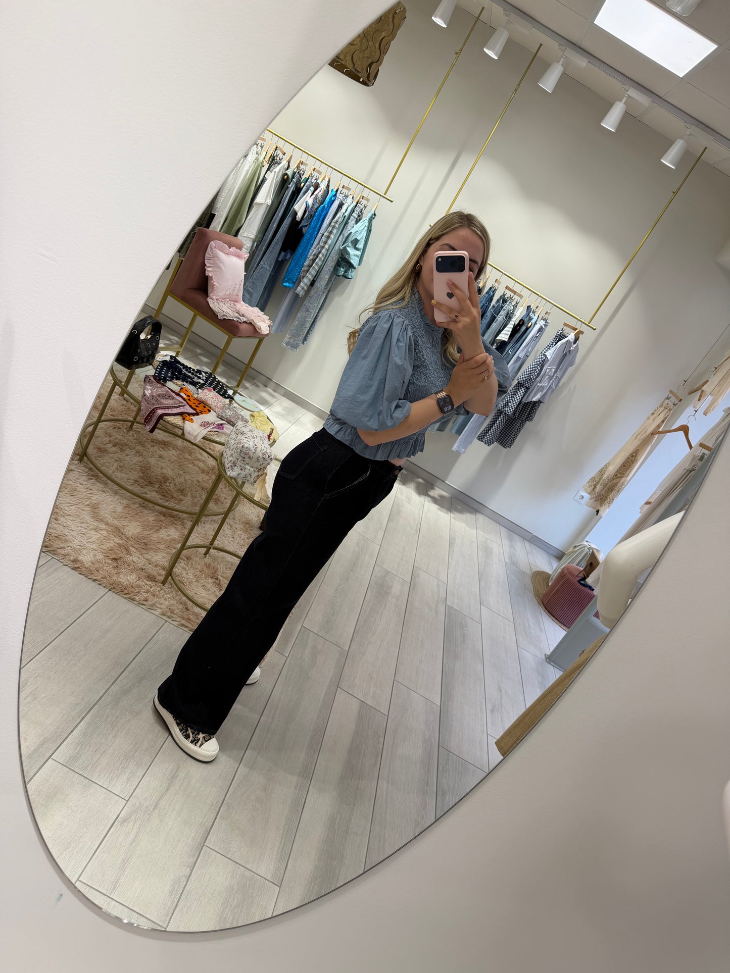 BLUSA MANGA ABULLONADA AZUL