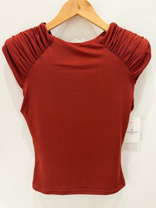 CAMISETA HOMBRERAS TEJA