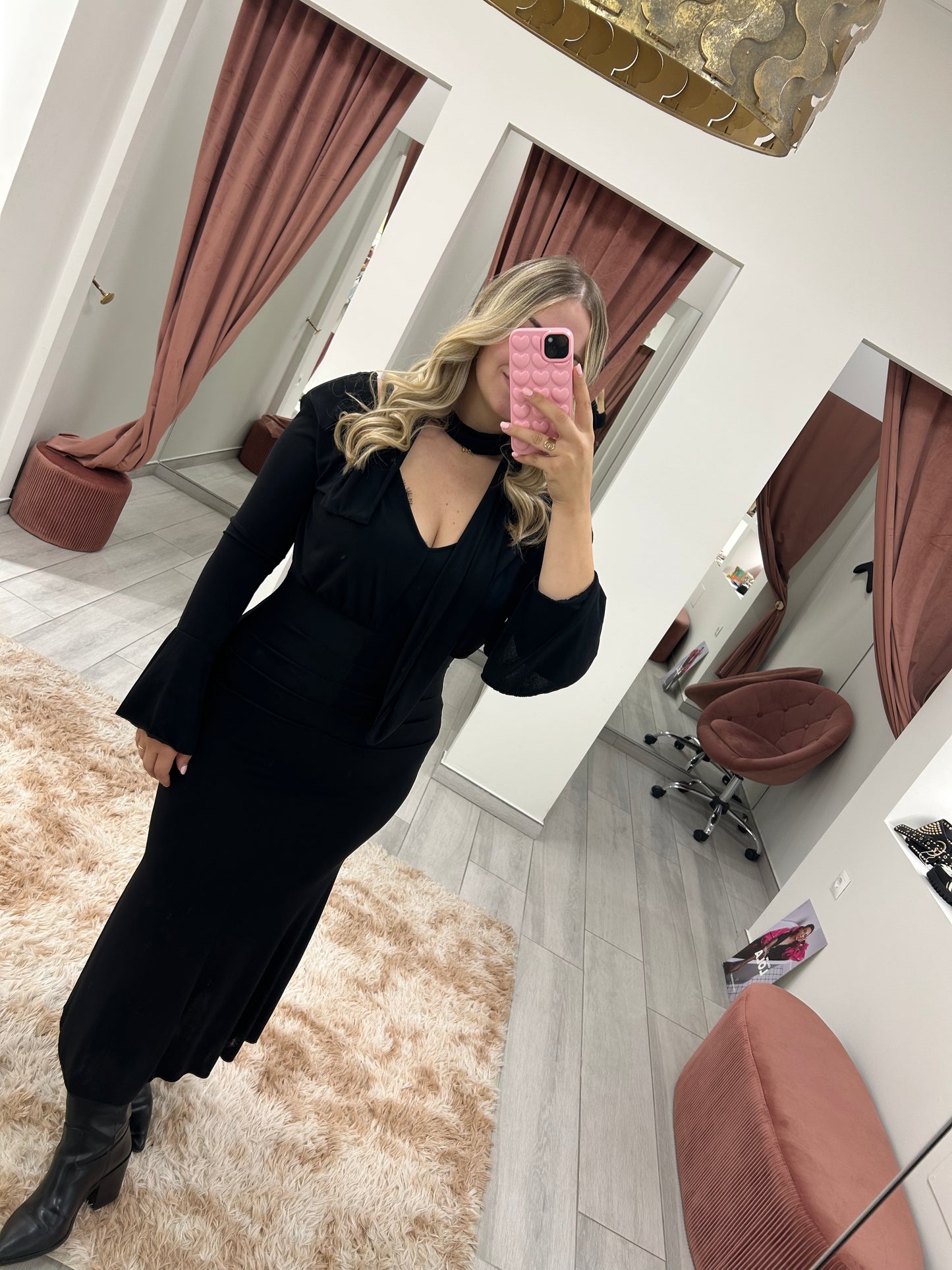 VESTIDO NEGRO FRUNCIDO