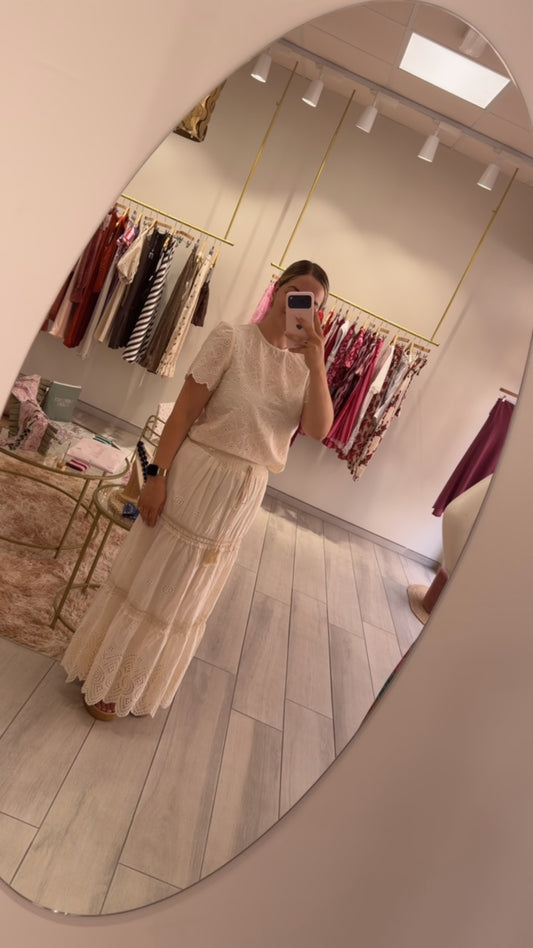 BLUSA PERFORADA BEIGE